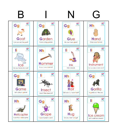 GHI Bingo Card
