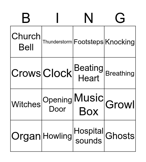 Halloween Bingo Card