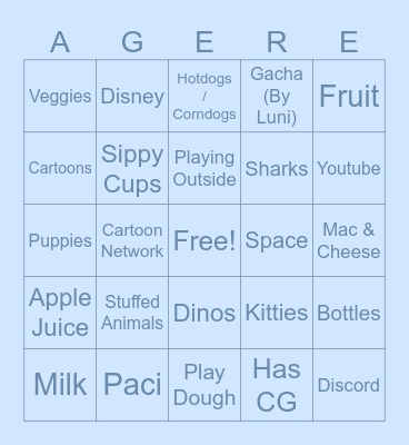 Agere Likes Bingo Card