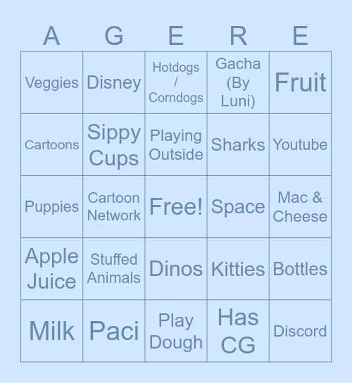 Agere Likes Bingo Card