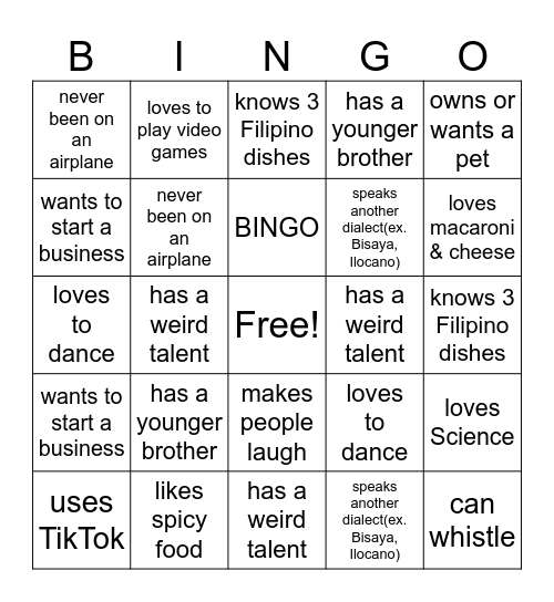 Untitled Bingo Card