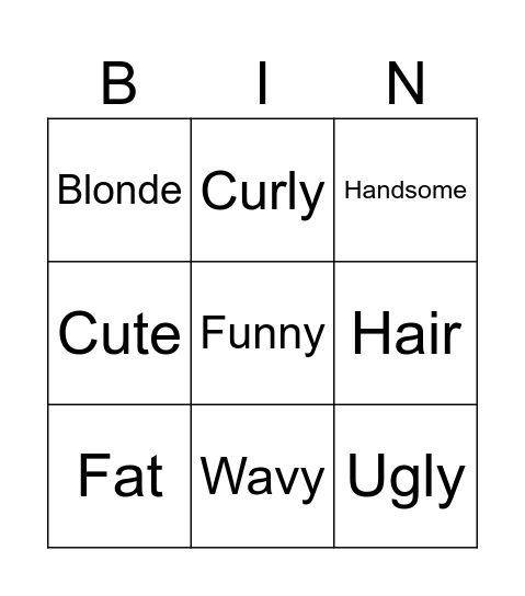Appearance Bingo Card
