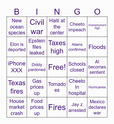 2025 Bingo Card