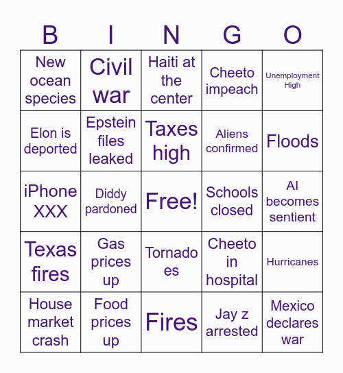 2025 Bingo Card