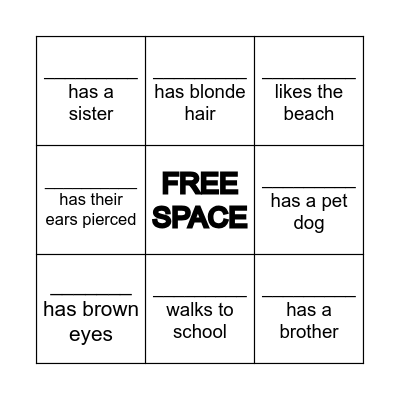 Find a friend who... Bingo Card