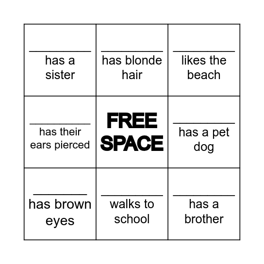 Find a friend who... Bingo Card