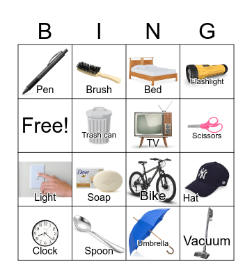 Everyday Objects Bingo Card