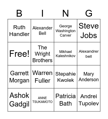 INVENTORS Bingo Card