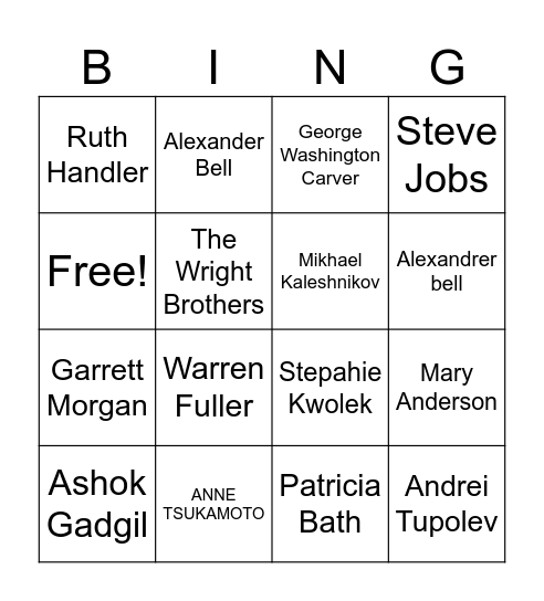 INVENTORS Bingo Card