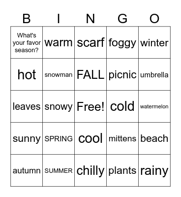 VT CLASS Bingo Card