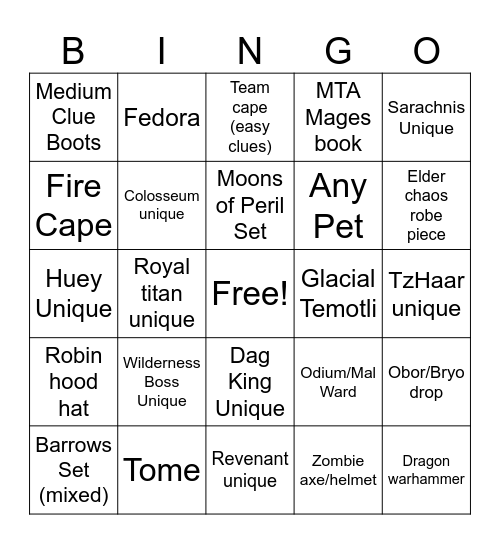 Mudboy Bingo Card