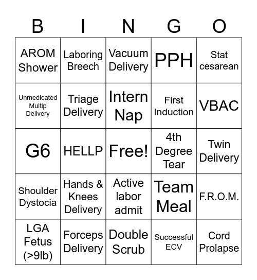 L&D Residents Bingo Card