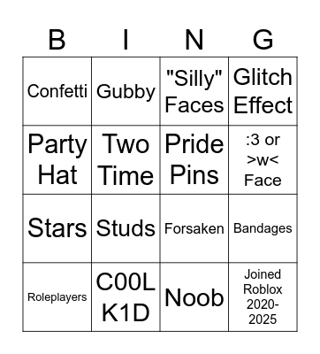 R3tr0 Sl0p B1ng0 :33 :PP Bingo Card