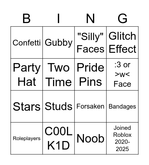 R3tr0 Sl0p B1ng0 :33 :PP Bingo Card