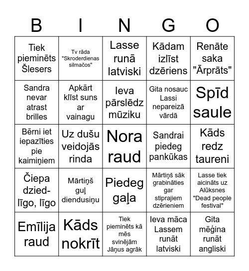 Līgo Bingo Card