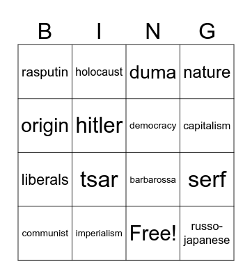 Year 9 Bingo Card
