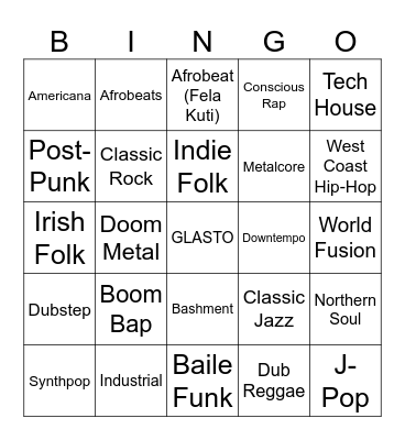 GLASTO BINGO Card