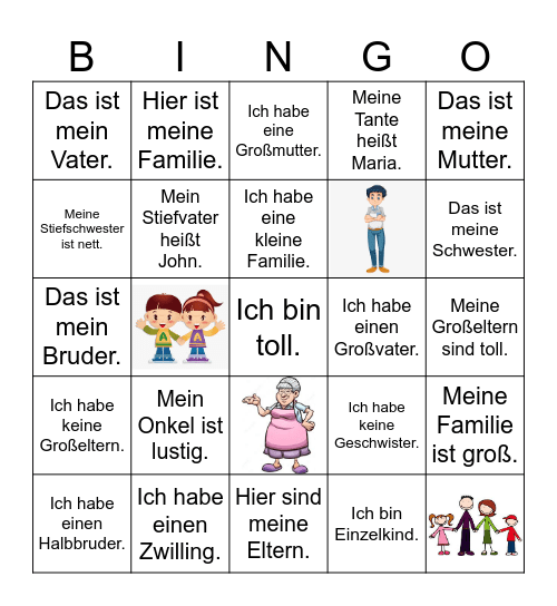 Meine Familie Bingo Card