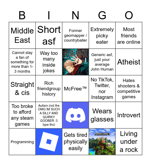 Personal Bingo Card