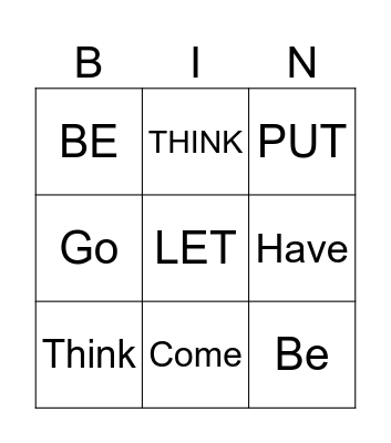 10st Irregular verbs - preterite Bingo Card