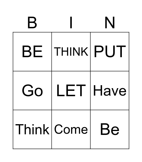 10st Irregular verbs - preterite Bingo Card