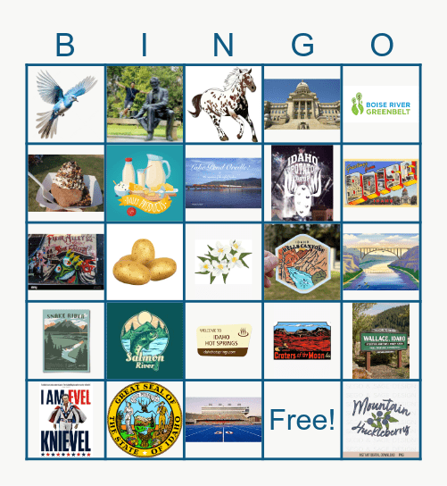 THE GREAT STATE OF IDAHO Bingo Card