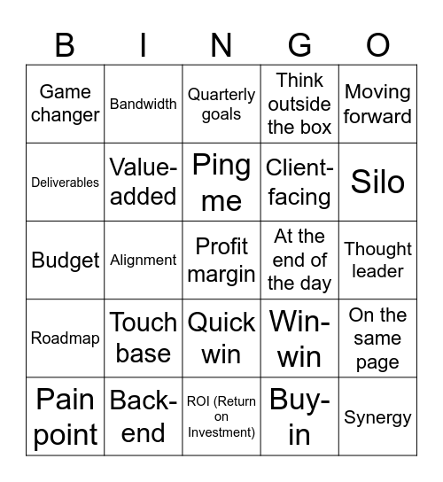 Business Buzzwords Bingo Card