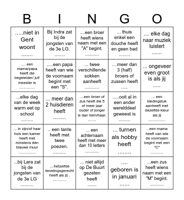 Zoek iemand die... Bingo Card