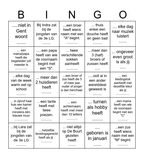 Zoek iemand die... Bingo Card
