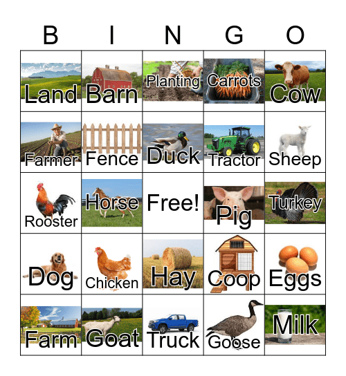 Farm Bingo Card