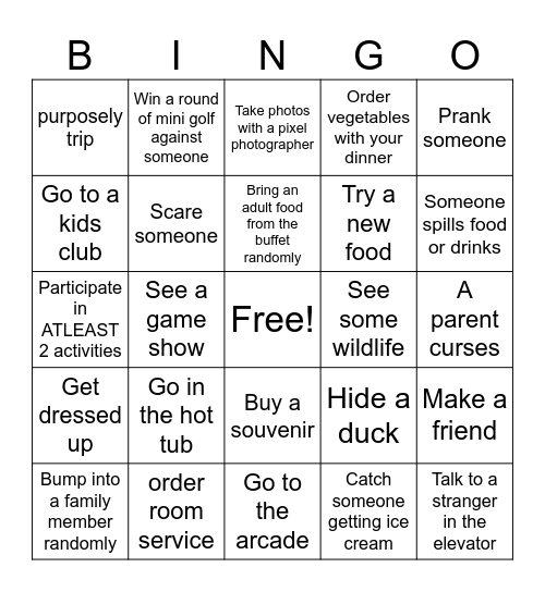 ALASKA BINGO (kids edition) Bingo Card