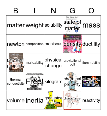 Properties of Matter Bingo Card
