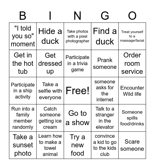 ALASKA BINGO (Adult version) Bingo Card