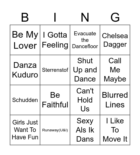 Hitjes Bingo! Bingo Card