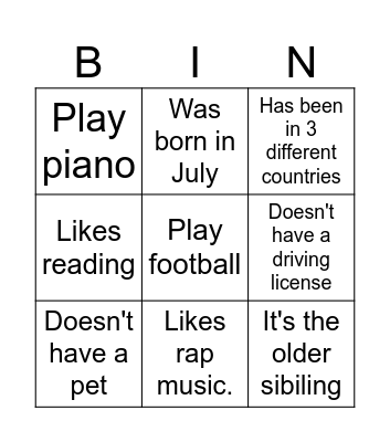 Untitled Bingo Card