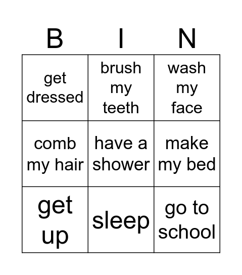 gmf 1 unit 9 actions Bingo Card