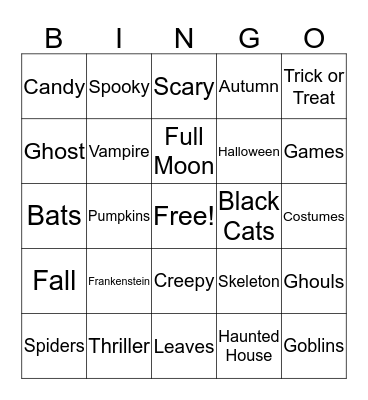 Halloween Bingo Card