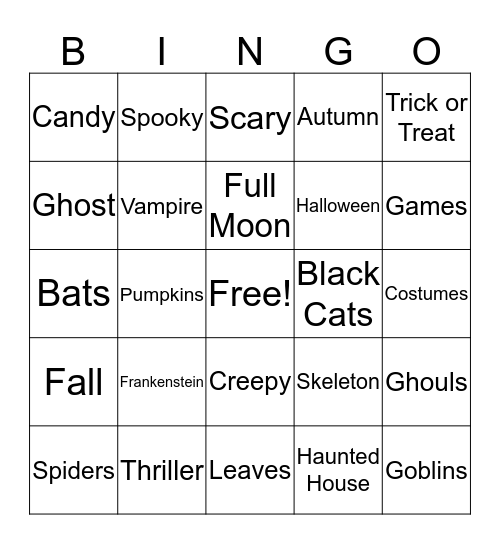 Halloween Bingo Card