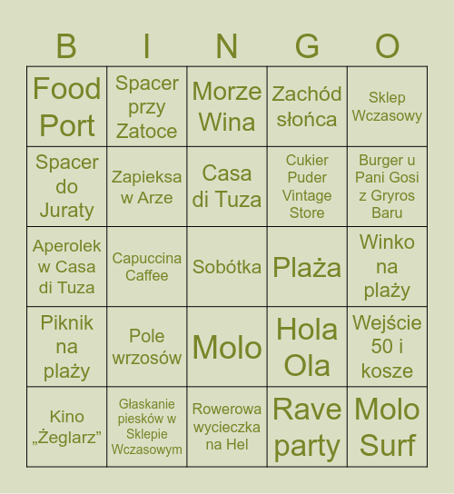 Jastarnickie Bingo Card