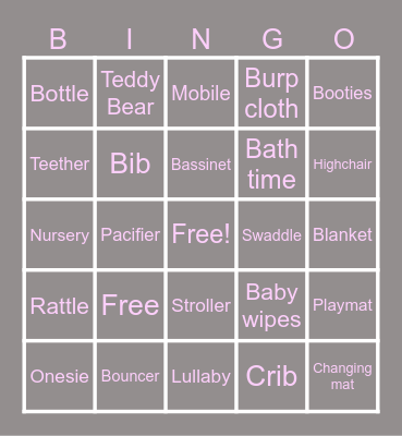 Baby Shower Bingo Card
