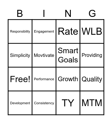 Training Bingo Card