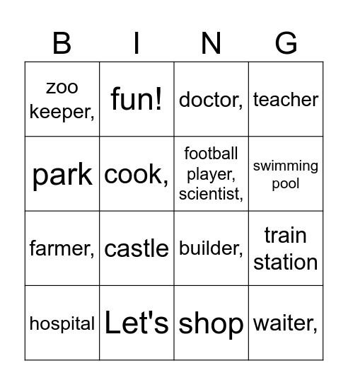 Jobs Bingo Card