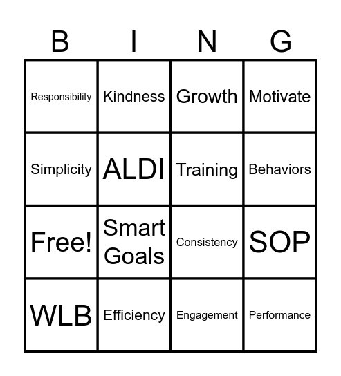 Training Bingo Card