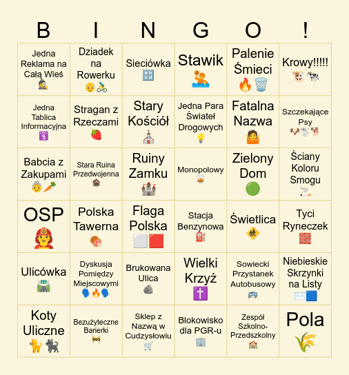 😮😨😧Bingo Wsie Polskie!!!!!!🤯😲🤠 Bingo Card