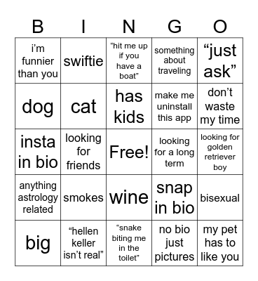 hinge bingo 3.0 Bingo Card
