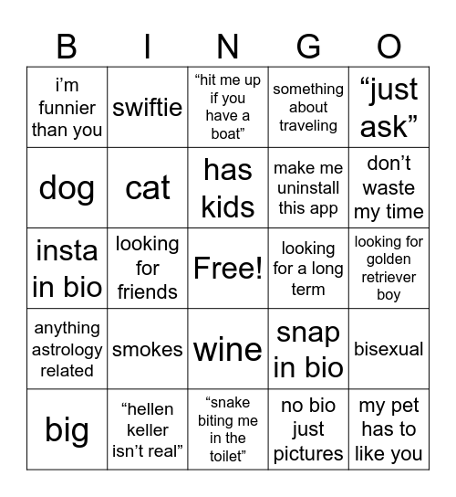 hinge bingo 3.0 Bingo Card