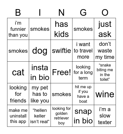 hinge bingo 2.0 Bingo Card