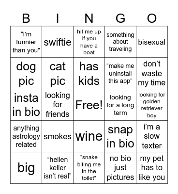 hinge bingo 3.0 Bingo Card