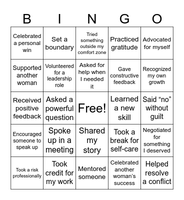 Women Empowerment Bingo Card