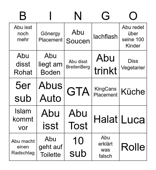 Reaction mit BB Bingo Card